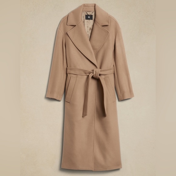 BANANA REPUBLIC OVERSIZED WOOL-CASHMERE WRAP COAT - Picture 8 of 13